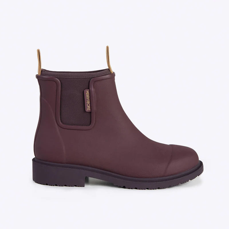 Dark cherry Bobbi Boots by Merry People featuring a stylish ankle boot design with a rounded toe and block heel.