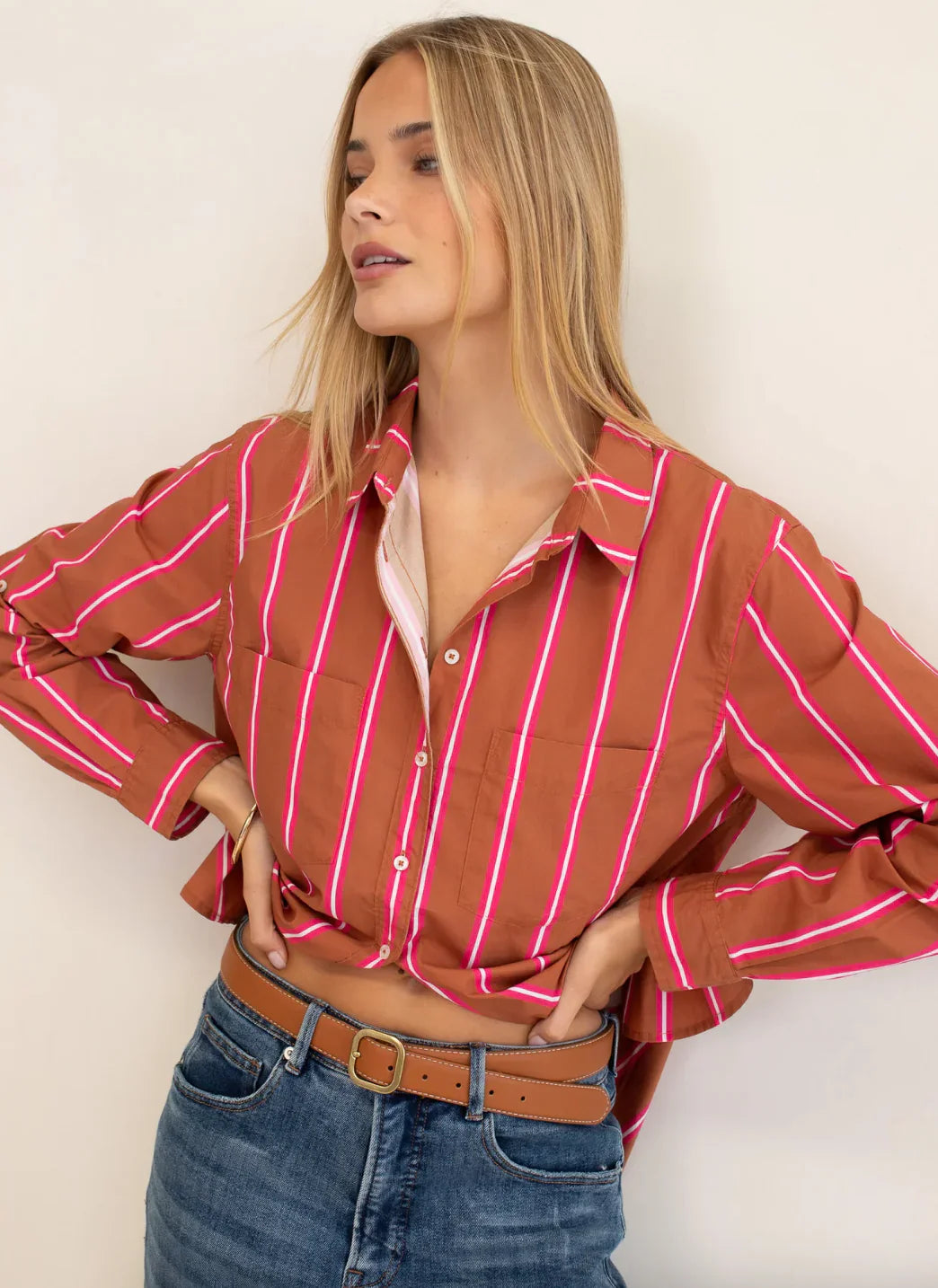 Boyfriend Cotton Poplin Shirt - Stripe Me Lucky