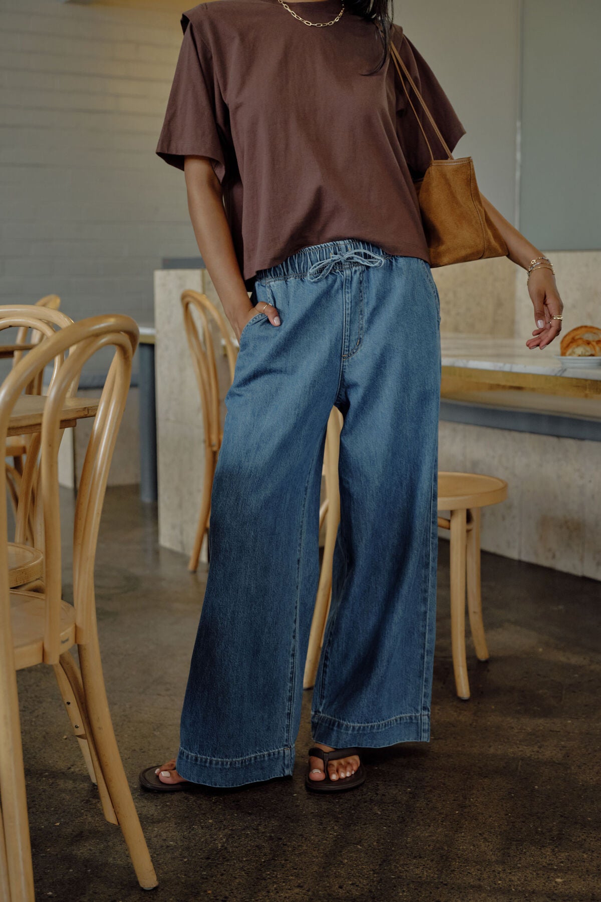 Andie Wide Leg Drawstring Pant - Fresh Indigo