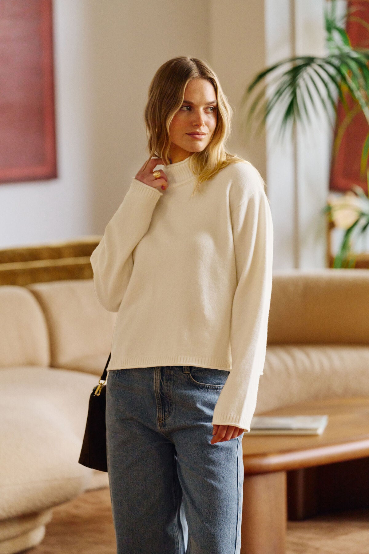 Finley Funnel Neck Knit - Milk