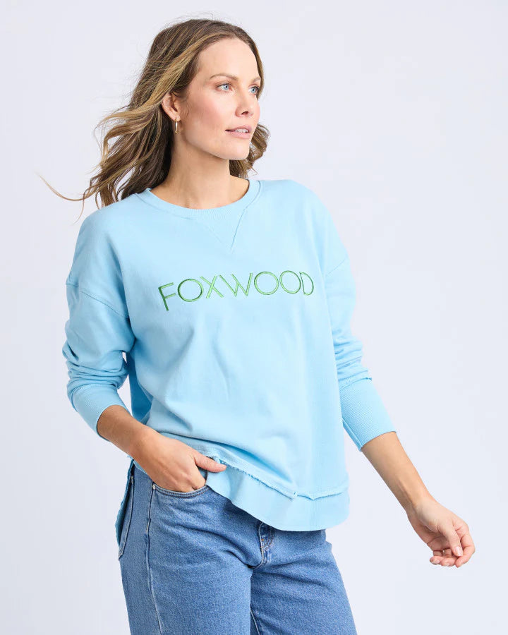 Foxwood Simplifed Metallic Crew - Light Blue/Green