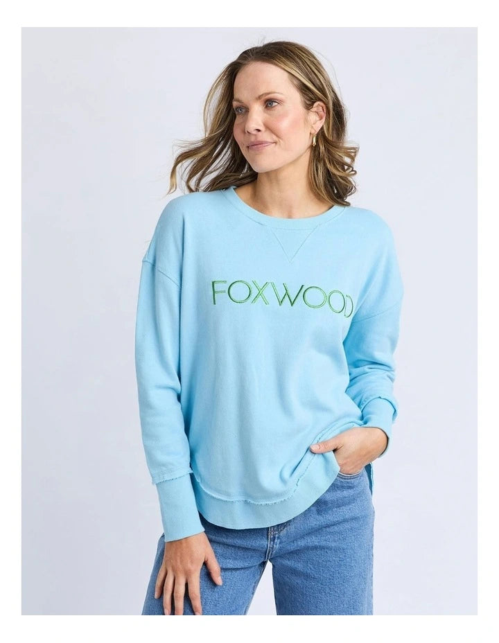 Foxwood Simplifed Metallic Crew - Light Blue/Green