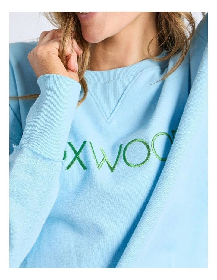 Foxwood Simplifed Metallic Crew - Light Blue/Green