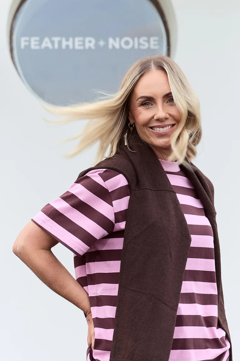 Carter Bold Tee - Violet Plum Stripe