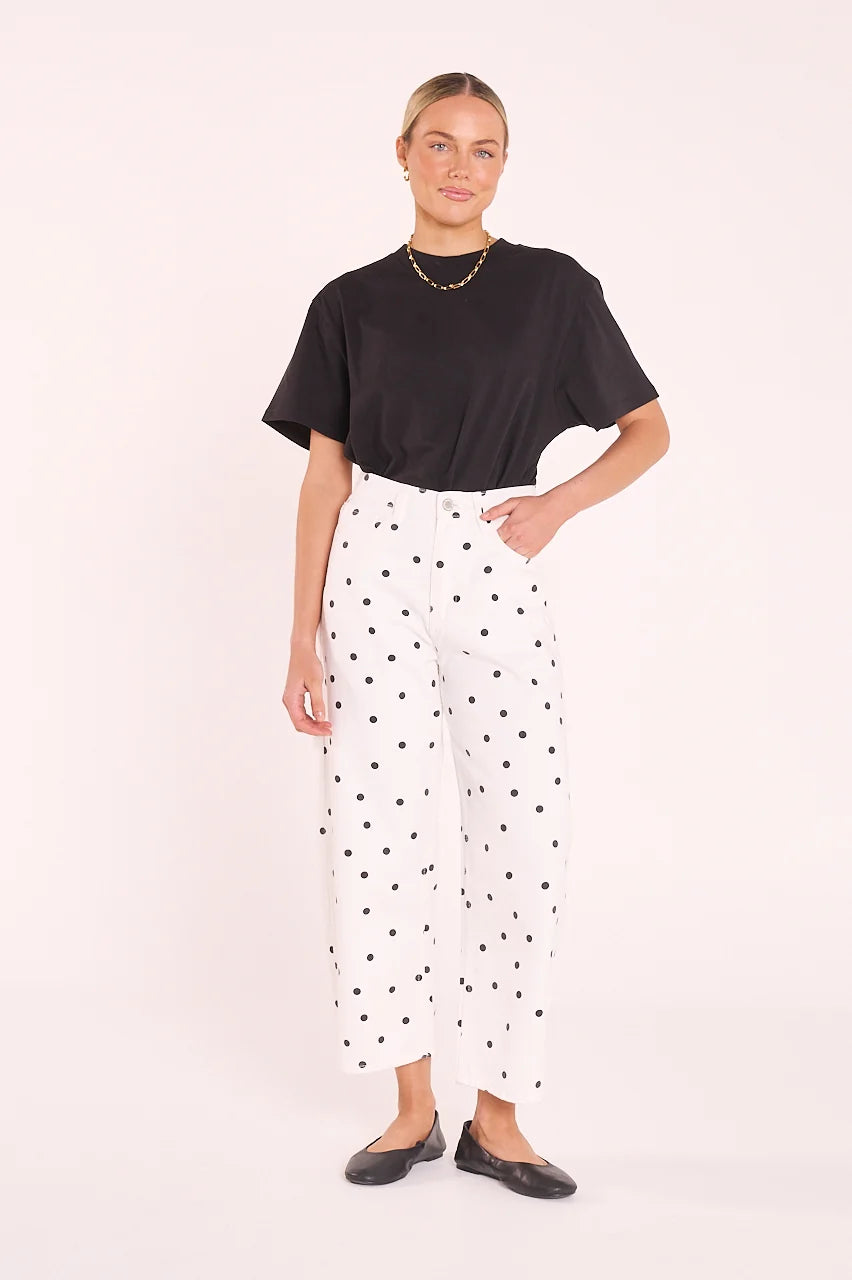 Lola Cropped Barrel Jean - Black Spot