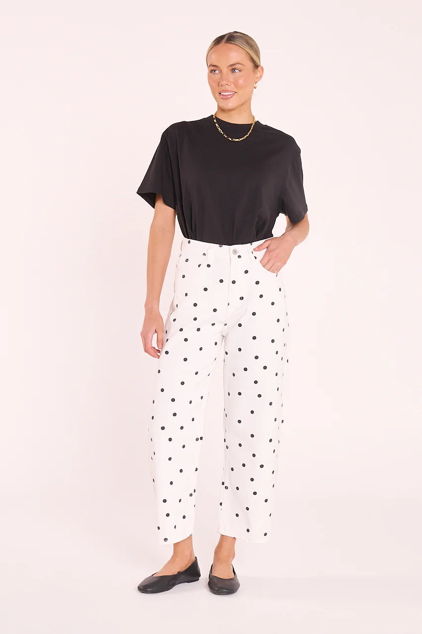 Lola Cropped Barrel Jean - Black Spot