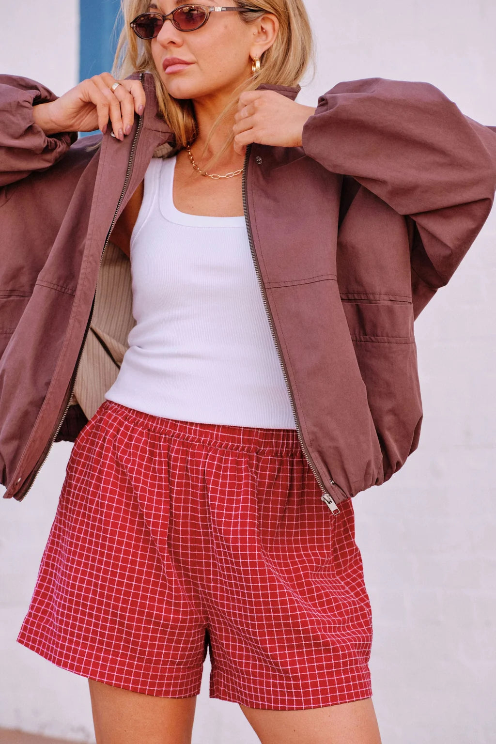Mila Short - Textured Red Check