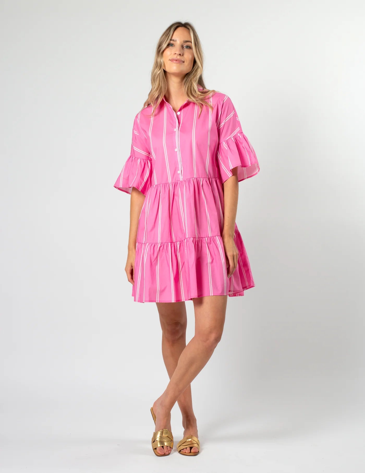 Catalina Dress - Bubblegum Stripe