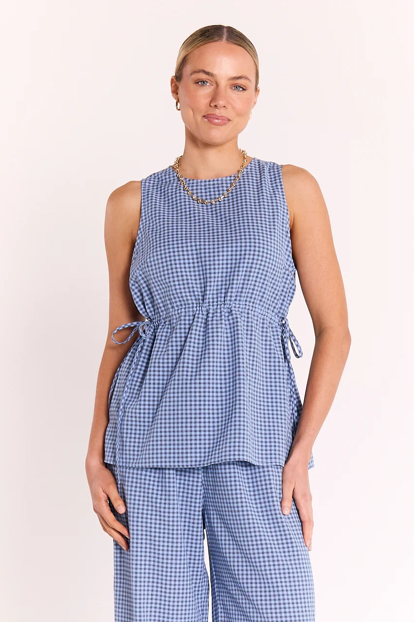 Feather + Noise Lottie Tank - Blue Gingham