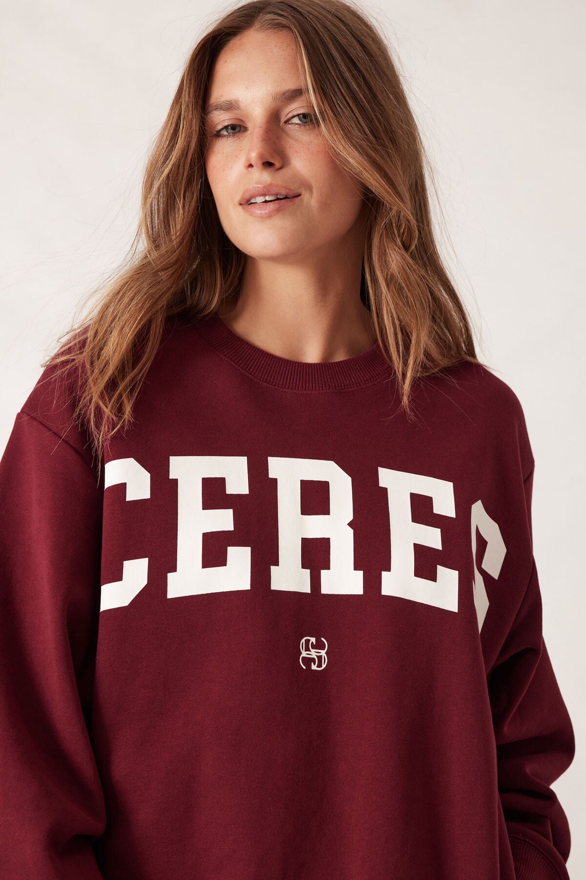 Oversized Slouchy Crew - Burgundy