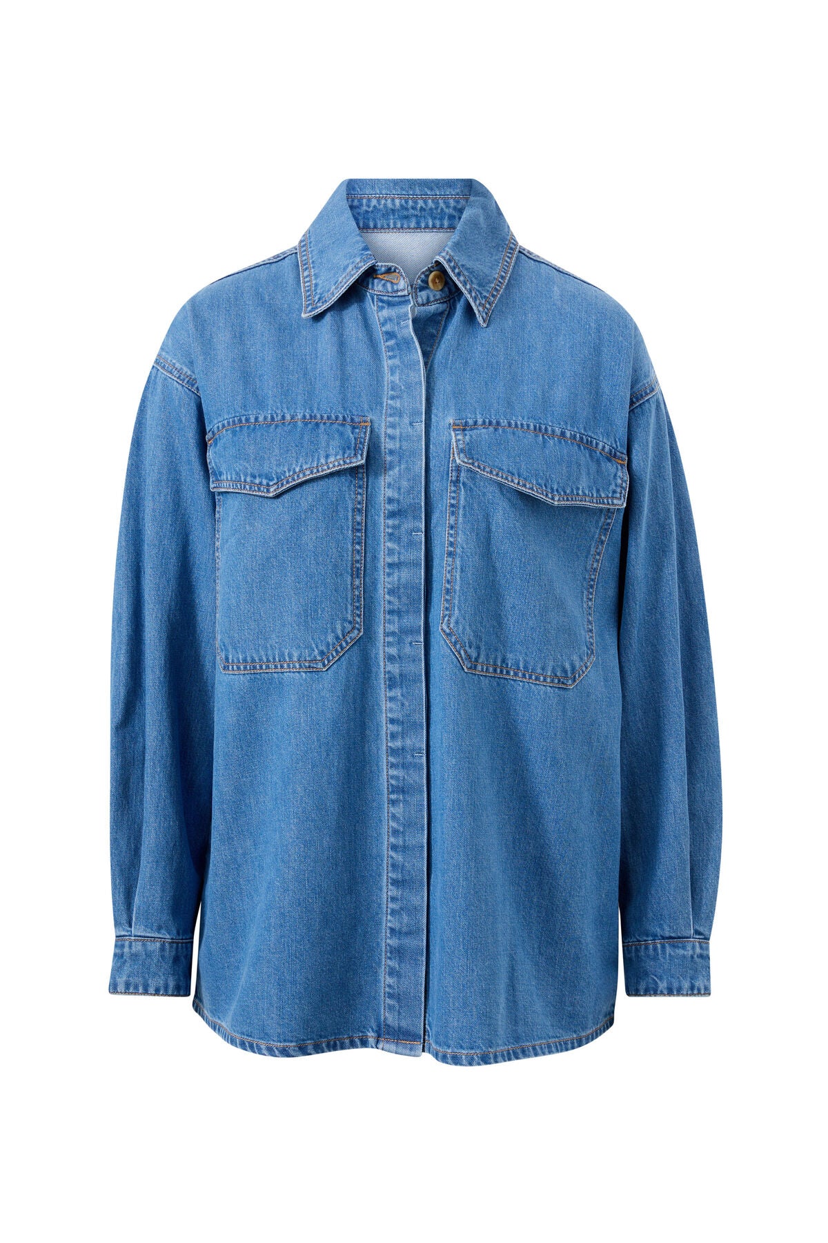 Essential Denim Shirt - Mid Blue Wash