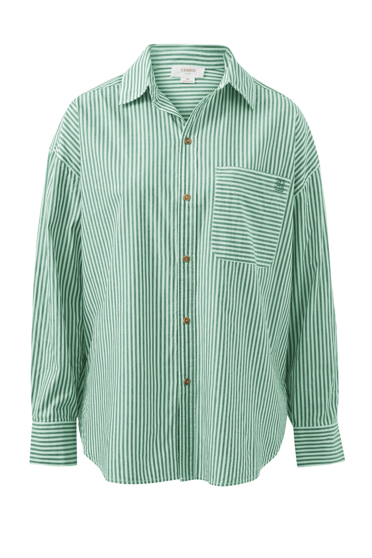 Peta Oversized Shirt - Kelly Green White Stripe