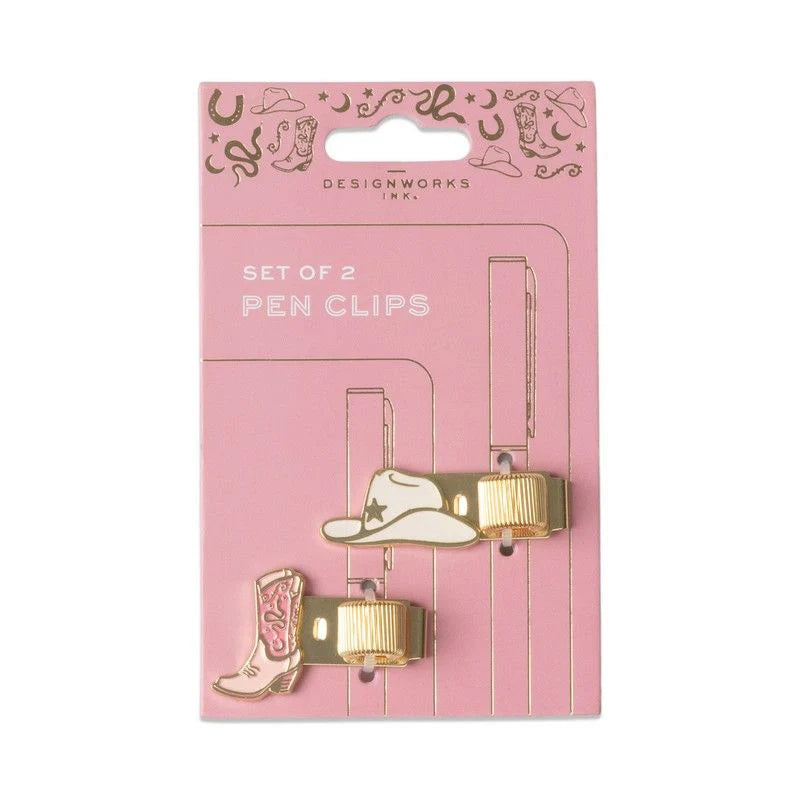 Set of 2 Pen Clips - Cowgirl Hat & Boots