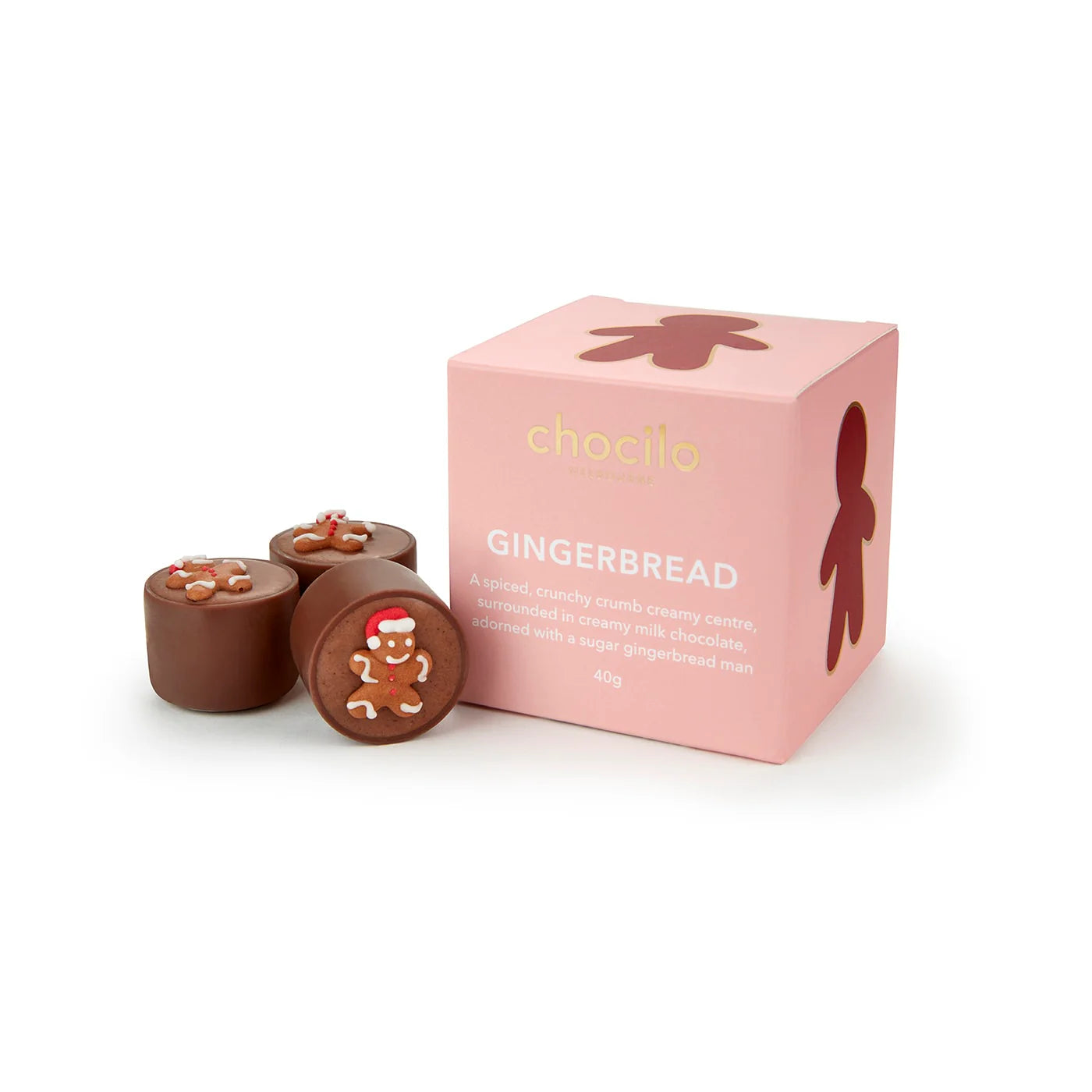 3 Christmas Gingerbread Milk Chocolates Gift Cube - 40g