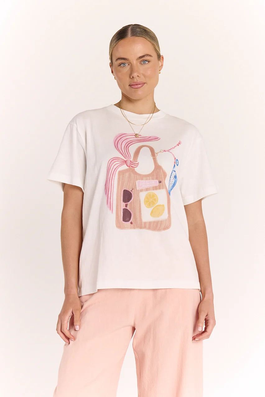 Summer Tote Graphic Tee - White