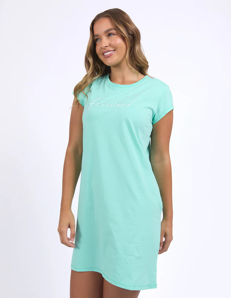 Signature Embroidery Tee Dress Neon Mint