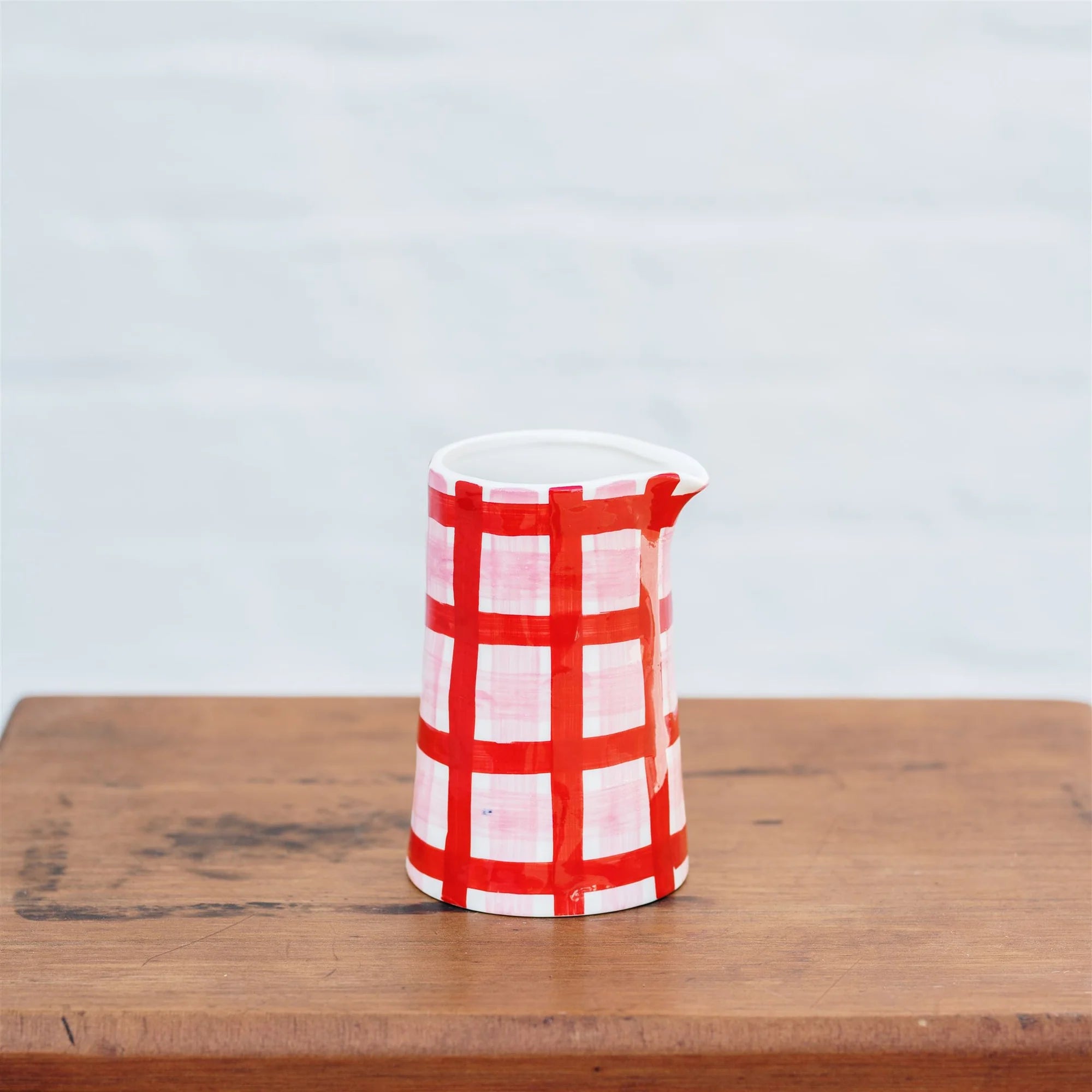 NOSS & CO MILK JUG - PINK & RED GINGHAM