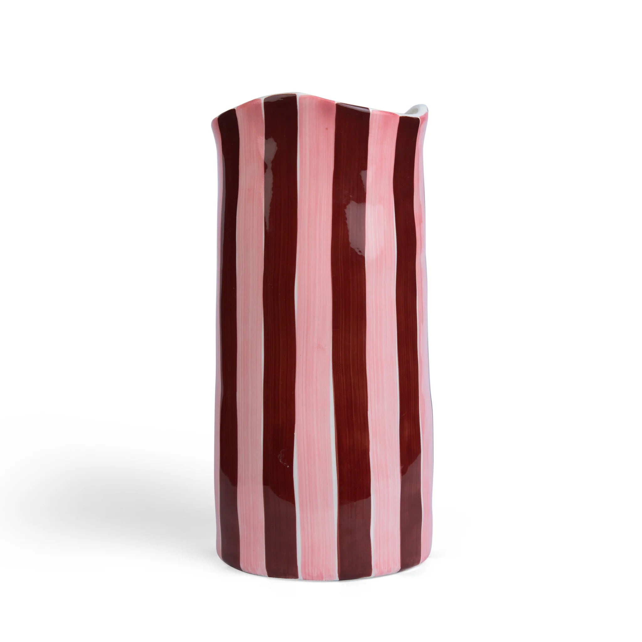 Medium Vase - Burgundy and Pink Stripe
