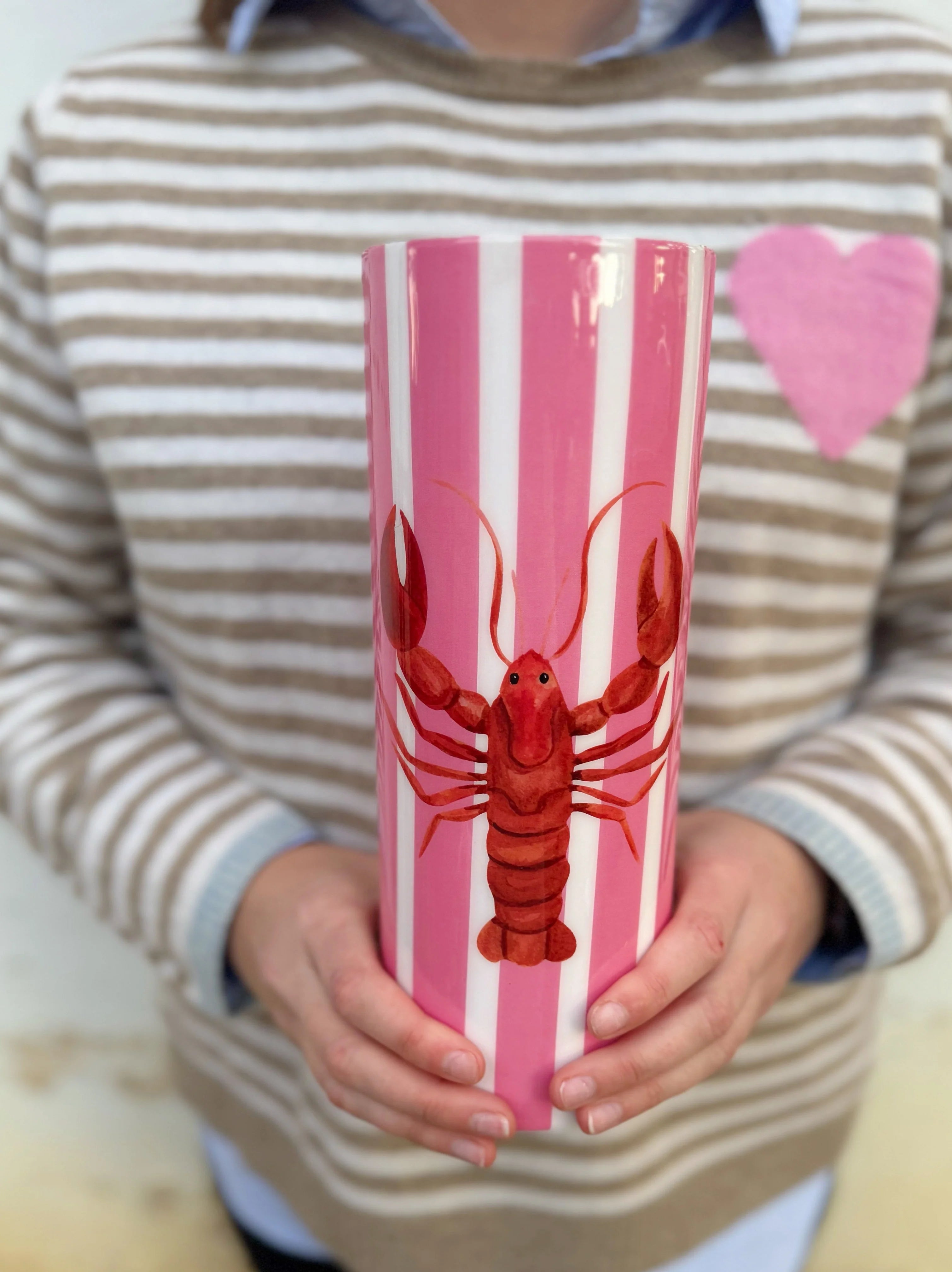 Pink Stripe Lobster Vase