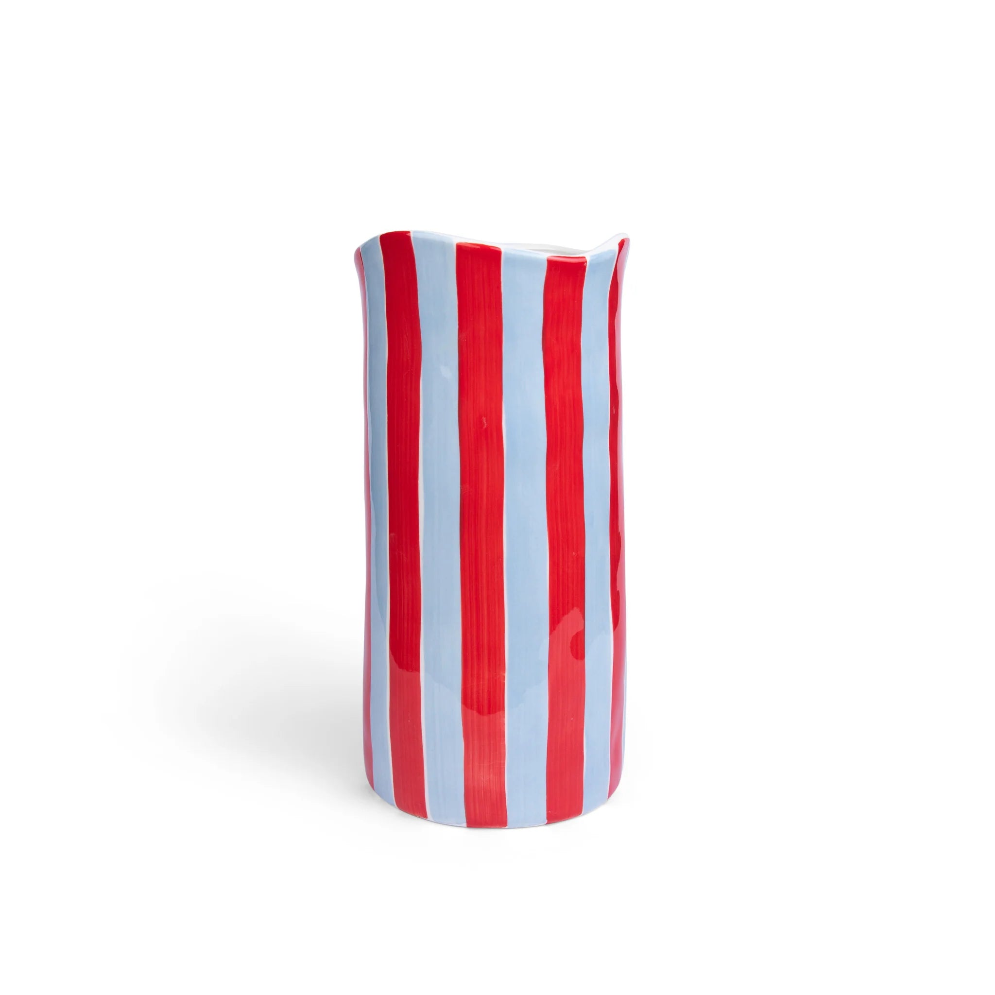 Large Vase - Cornflower Blue and Red Stripe