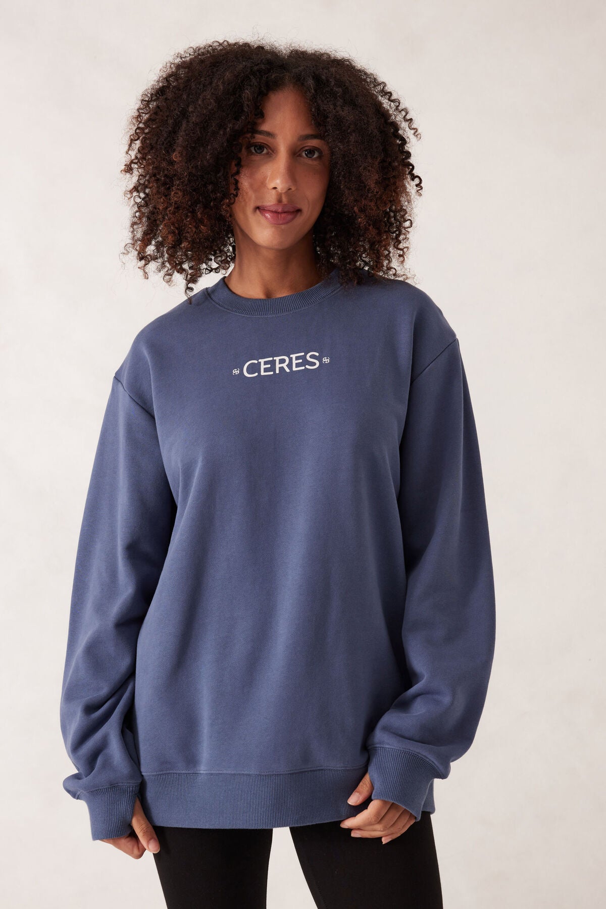 Isla Oversized Slouchy Crew - Moonlight mini logo