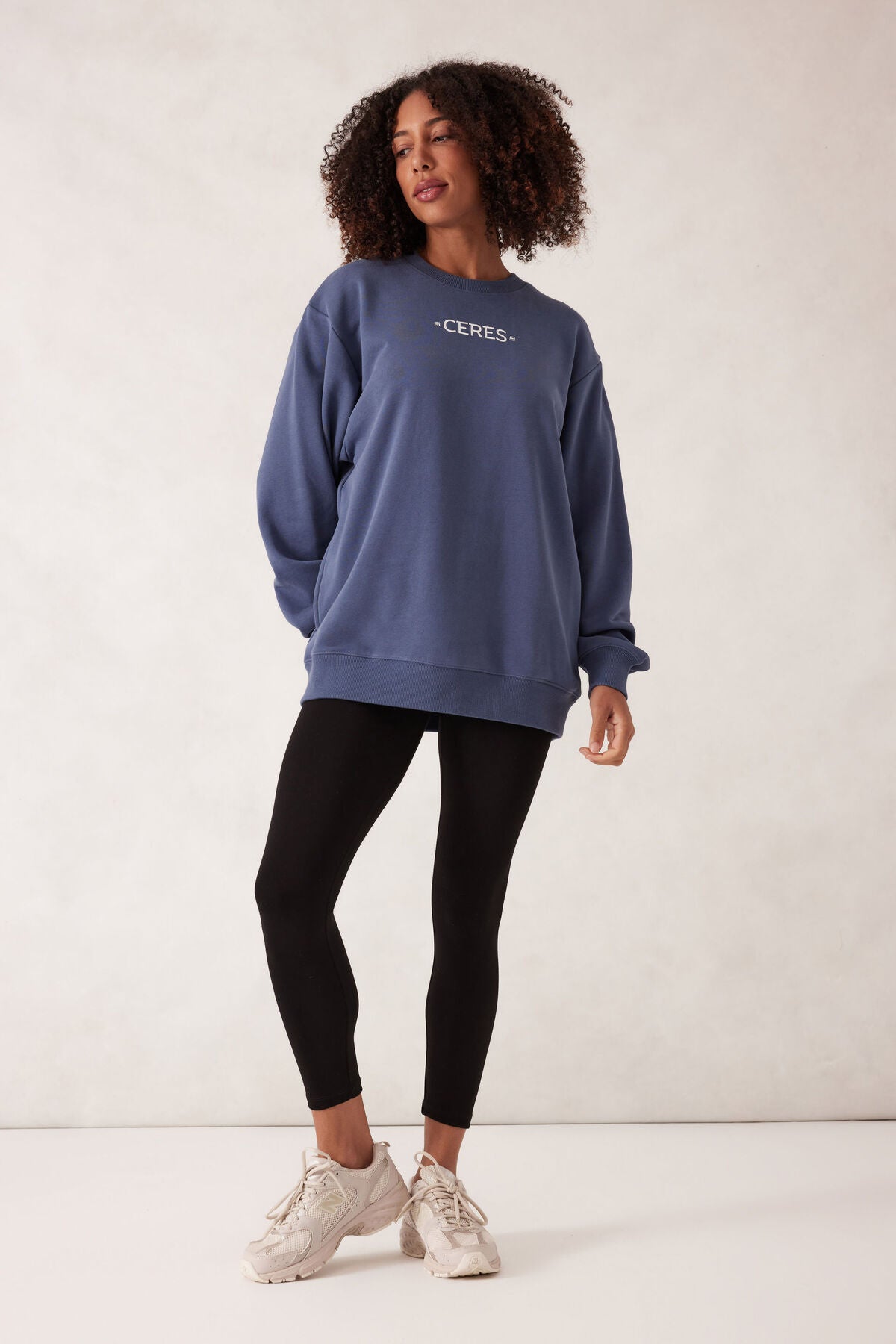 Isla Oversized Slouchy Crew - Moonlight mini logo