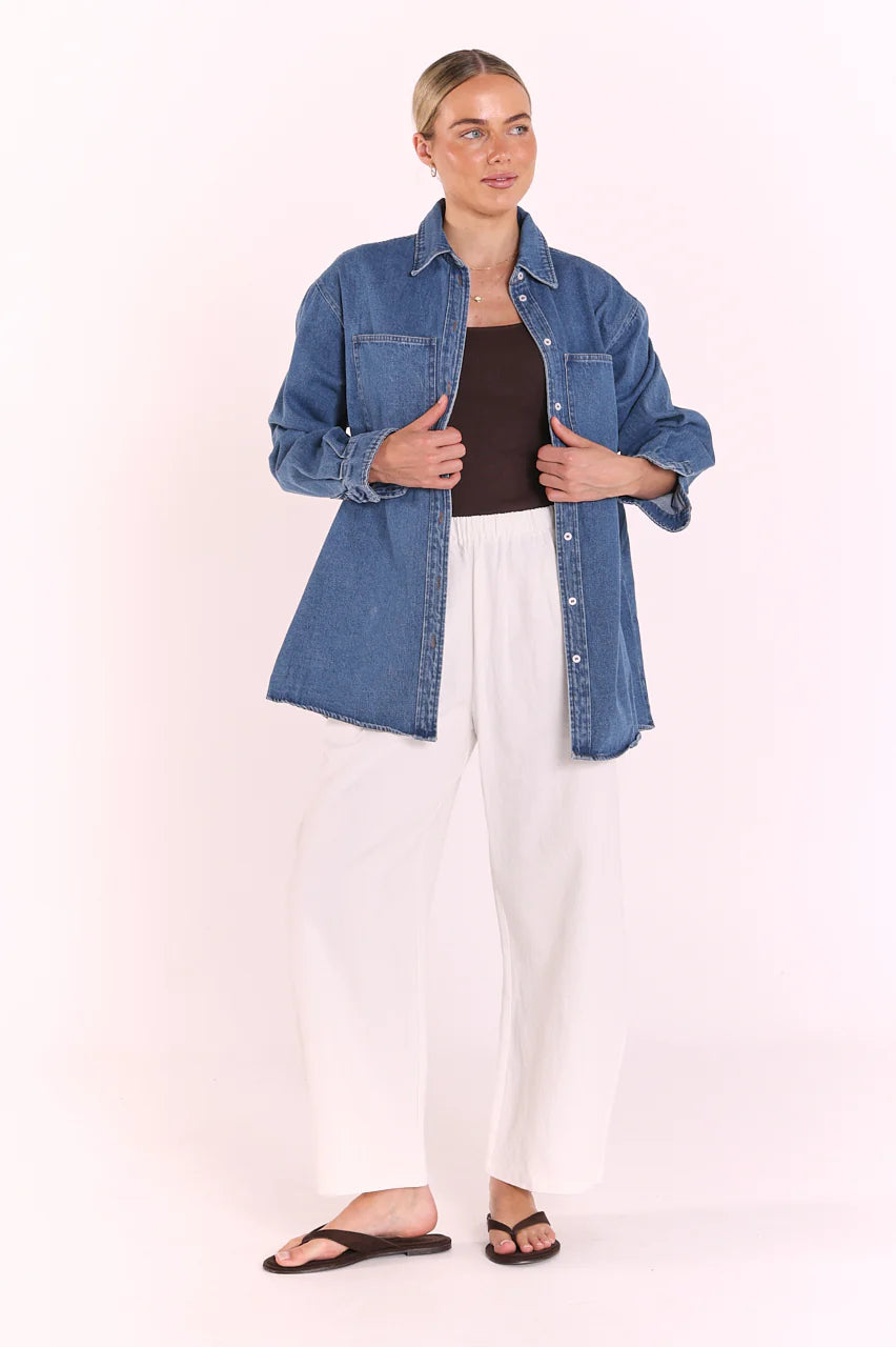 Eleanor Barrel Pant - White