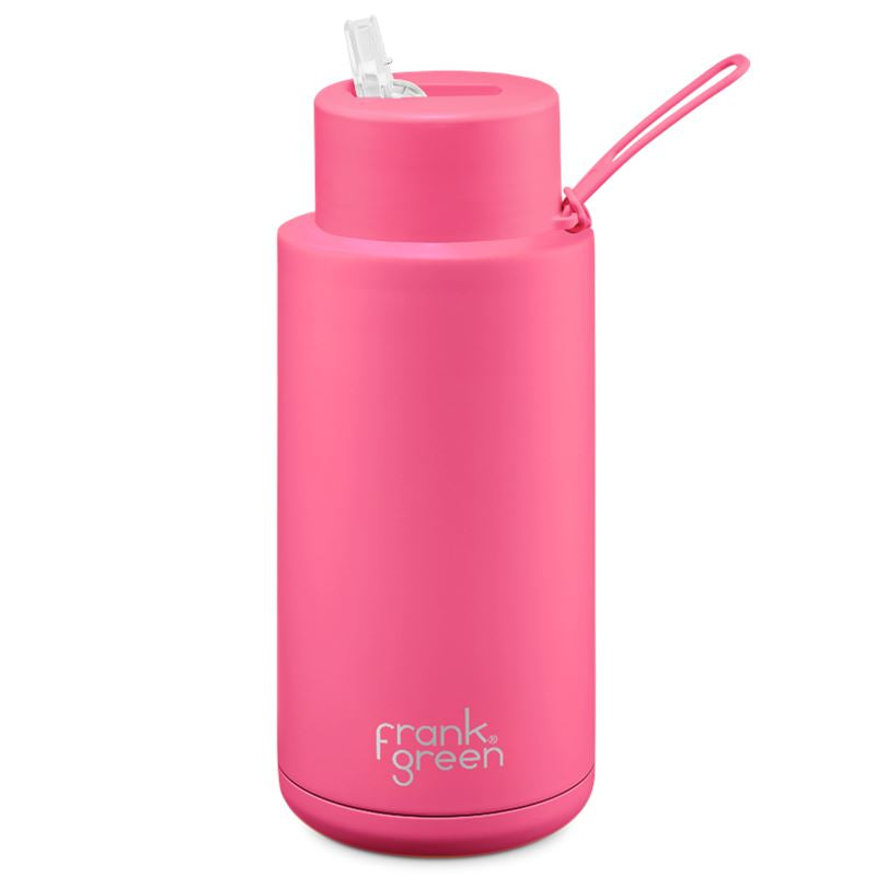 Ceramic Reusable Drink Bottle 34oz - neon pink