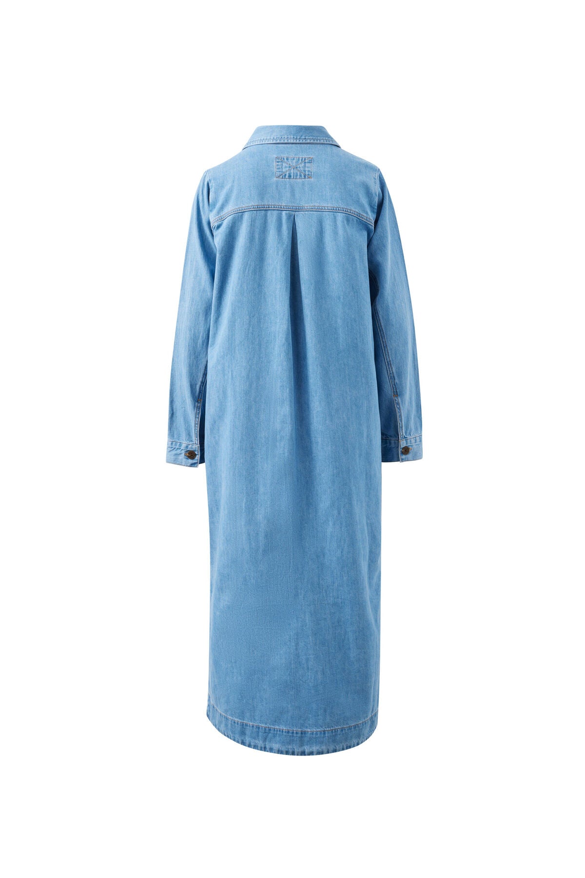 Rae Long Sleeve Midi Dress in new vintage blue by Ceres Life, featuring a flowing silhouette and elegant sleeves.