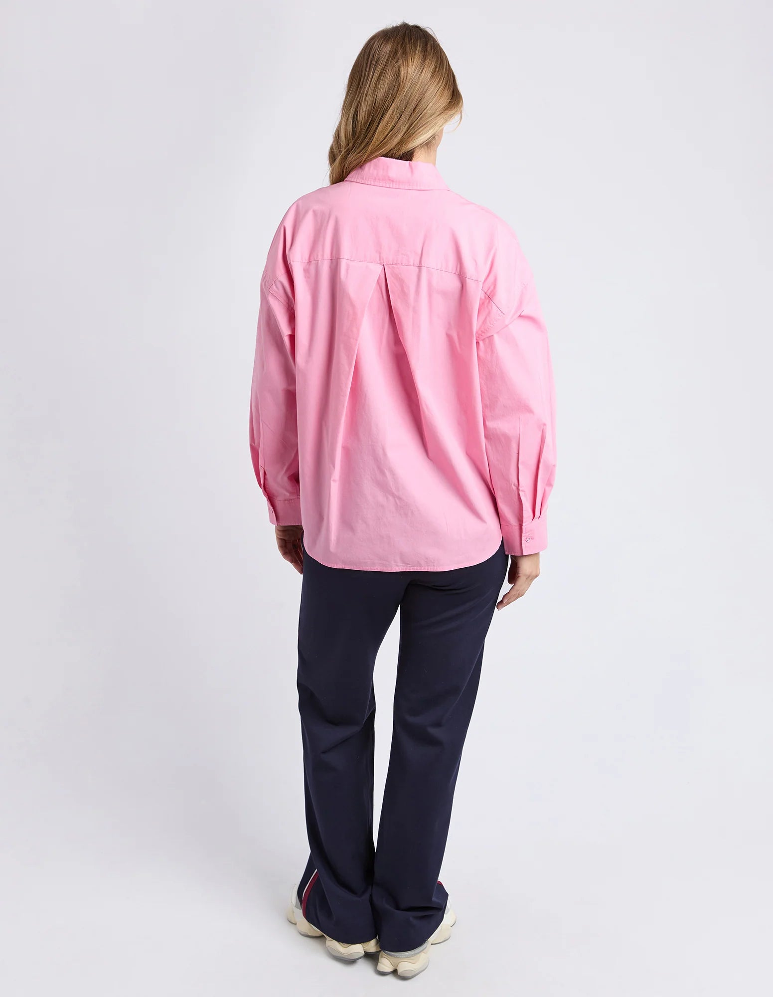 Foxwood Georgina Shirt in rose color displayed, showcasing lightweight fabric and relaxed fit with button details.