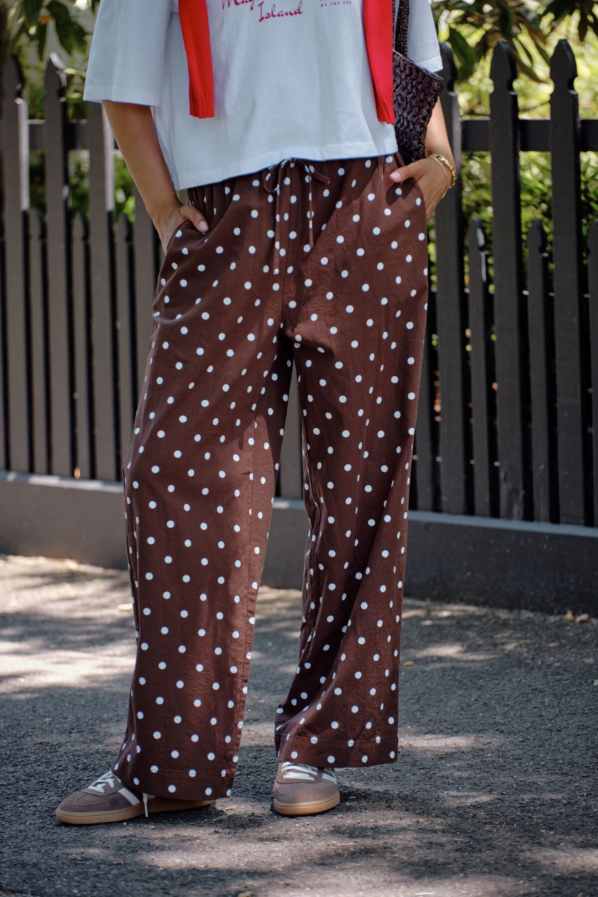 Resort Pant - Choc Polka Dot