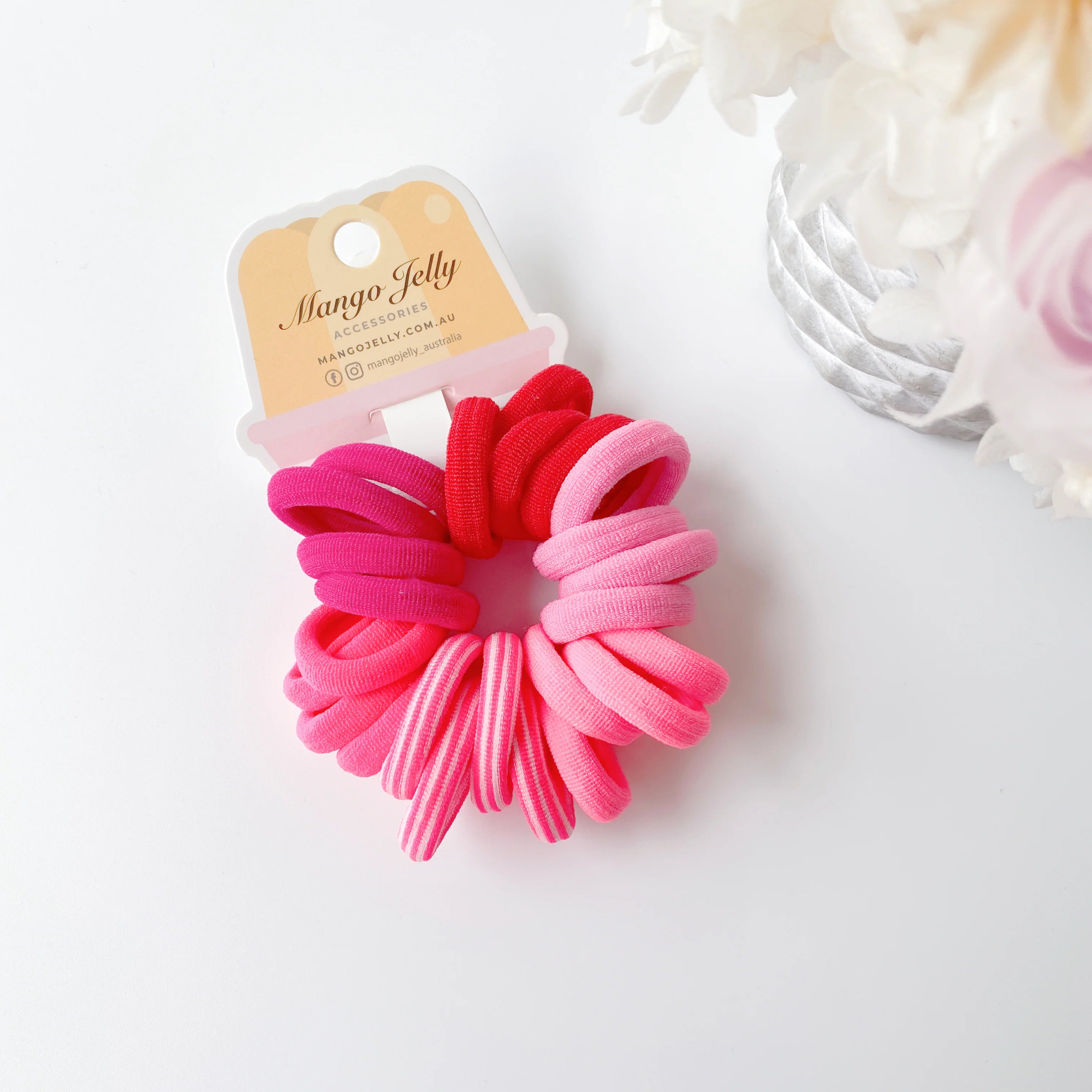 Metal free hair ties - just pink