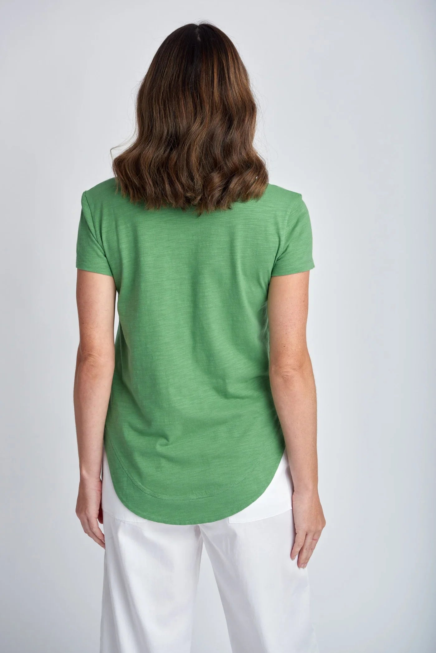 Cotton Shaped Hem Tee Palm Green Size 14