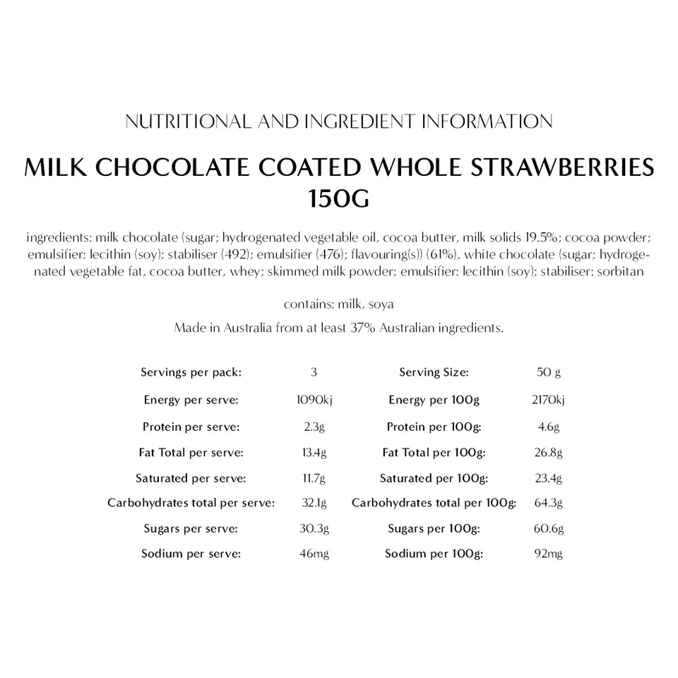 Milk chocolate-coated whole strawberries in a 150g package by New Farm, shown in a close-up image.