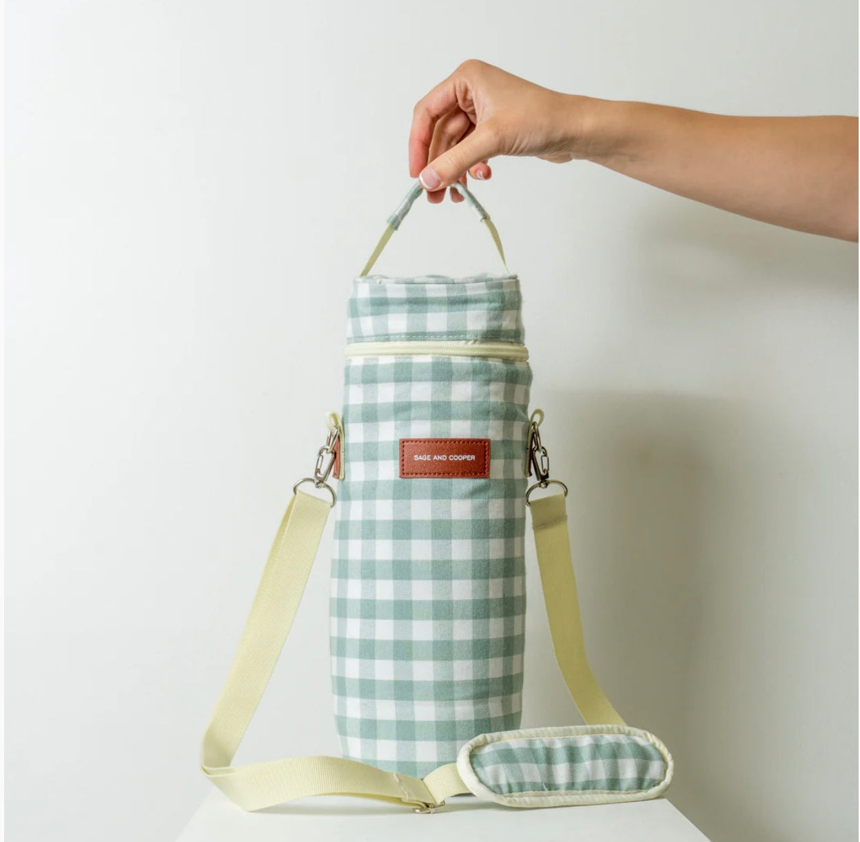 Wine Cooler Bag - Sage Gingham