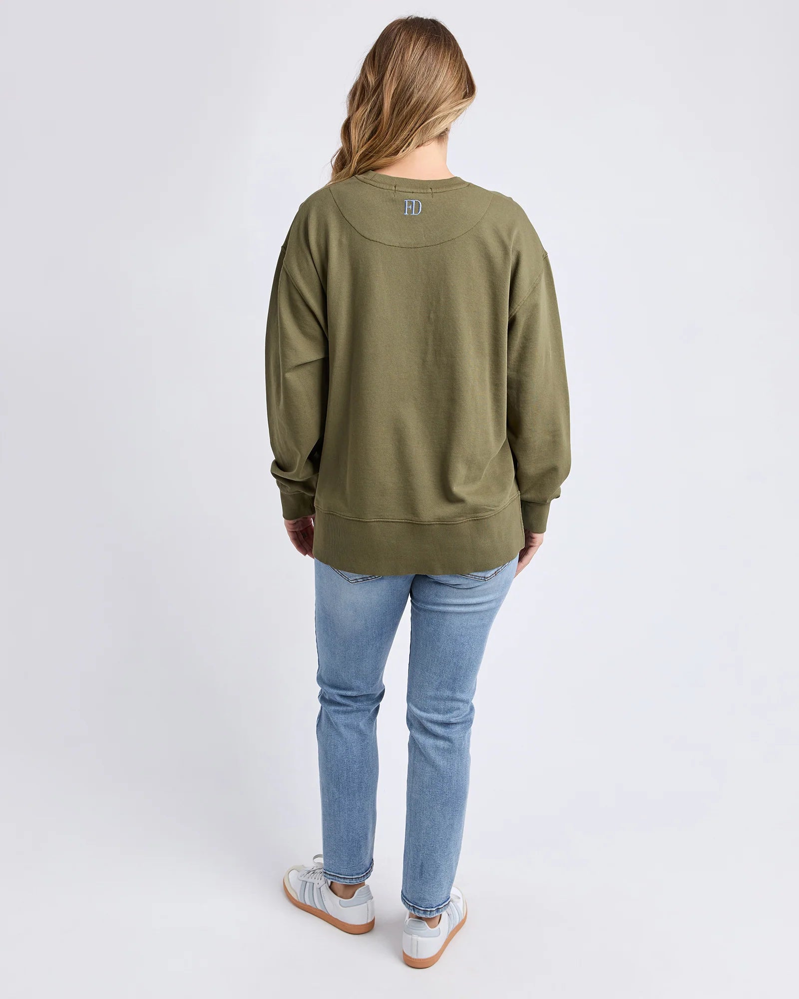 Foxwood Effortless Contrast Crew Winter Moss