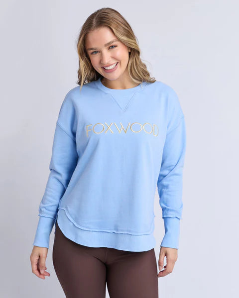 Foxwood Simplified Metallic Crew in Blue/Lemon
