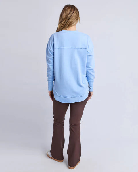 Foxwood Simplified Metallic Crew in Blue/Lemon