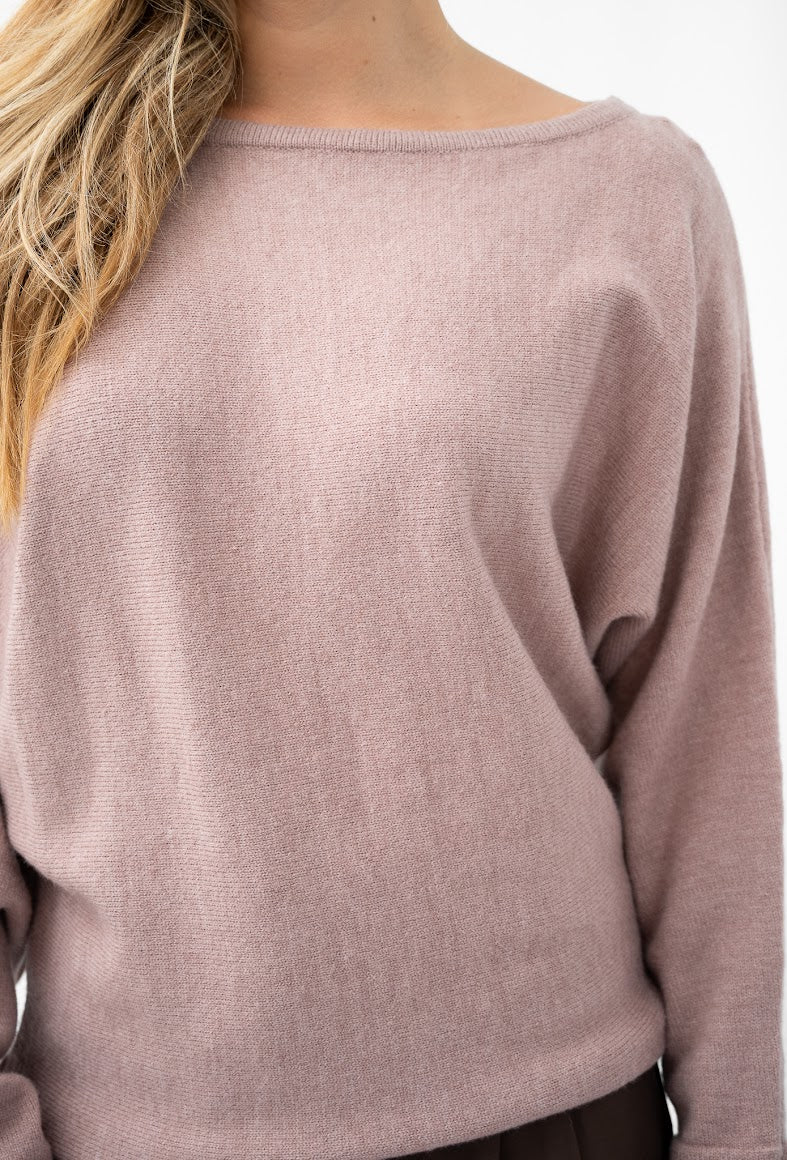 Asymmetrical neck jumper - Dark pink