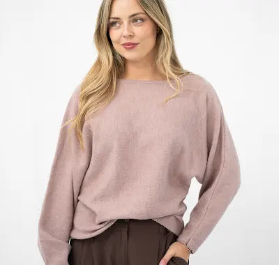 Asymmetrical neck jumper - Dark pink