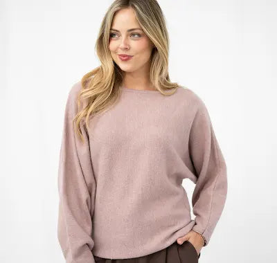 Asymmetrical neck jumper - Dark pink