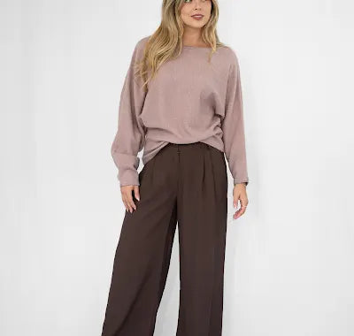 Asymmetrical neck jumper - Dark pink