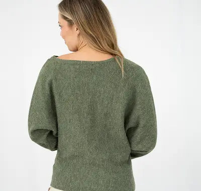 Asymmetrical neck jumper - Olive
