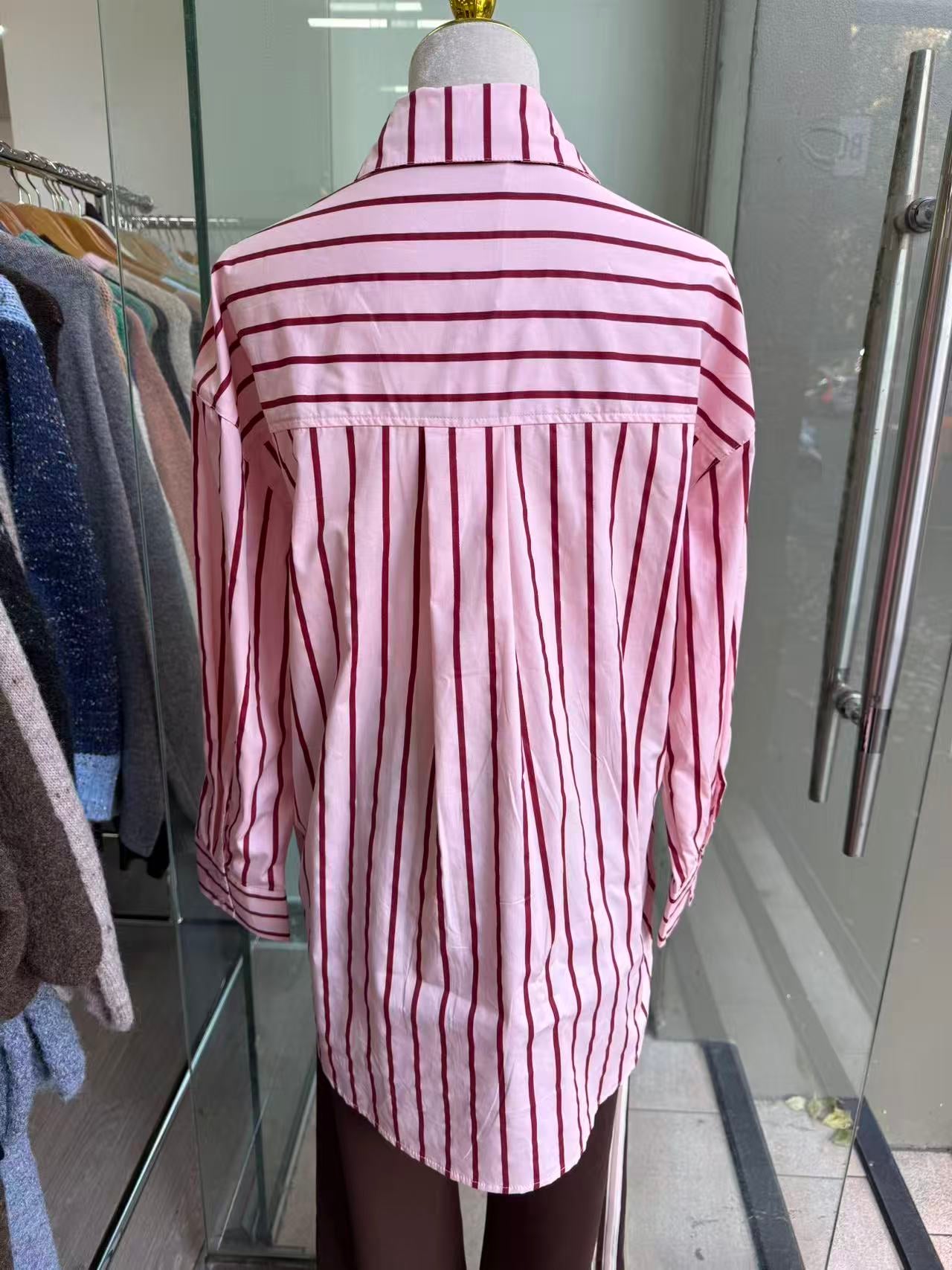 Fria Cotton stripe shirt - Pink/Berry