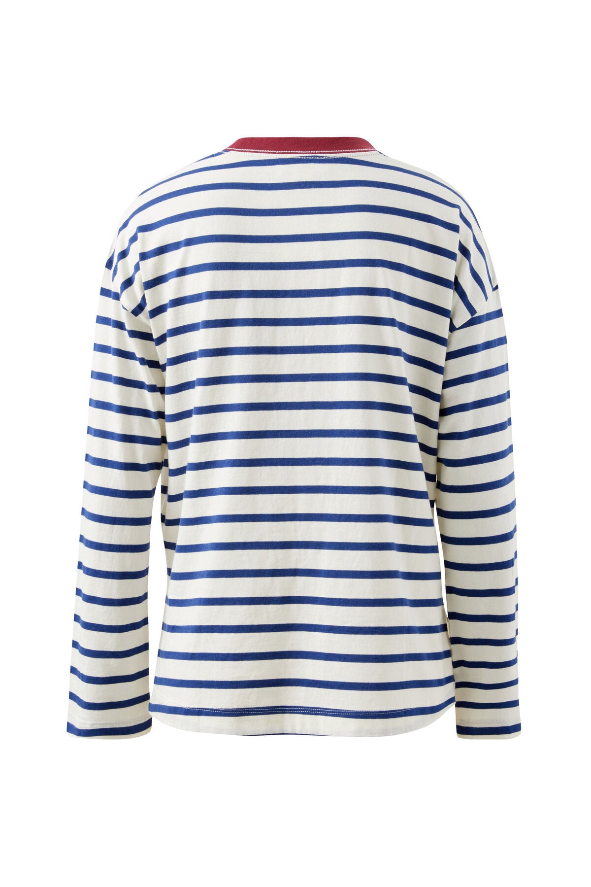 Ceres Life Scout Slouchy Long Sleeve Tee - Milk Prussian Blue Stripe