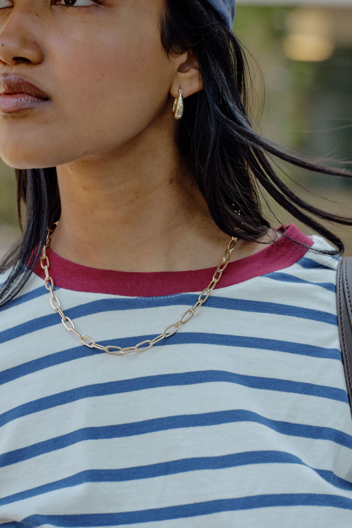 Ceres Life Scout Slouchy Long Sleeve Tee - Milk Prussian Blue Stripe