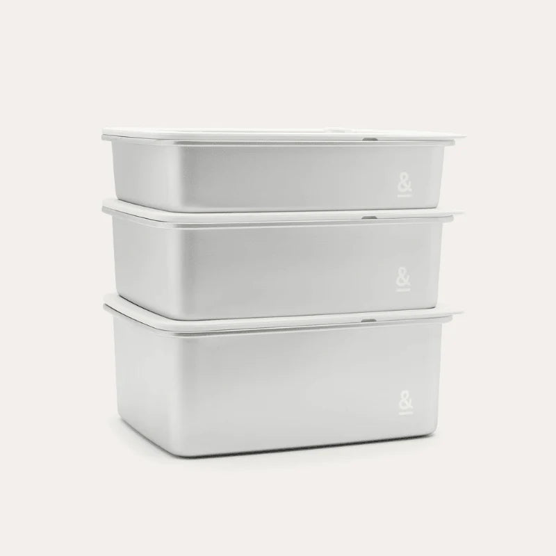 Seed & Sprout Rectangle Stainless Steel and Glass Containers | 3pk