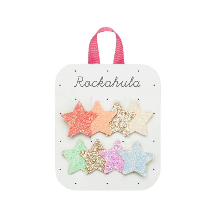 Rainbow Shimmer Star Clips