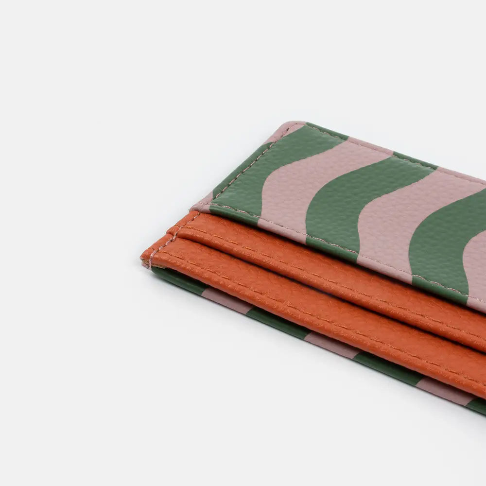 Lilac/green wave stripe cardholder