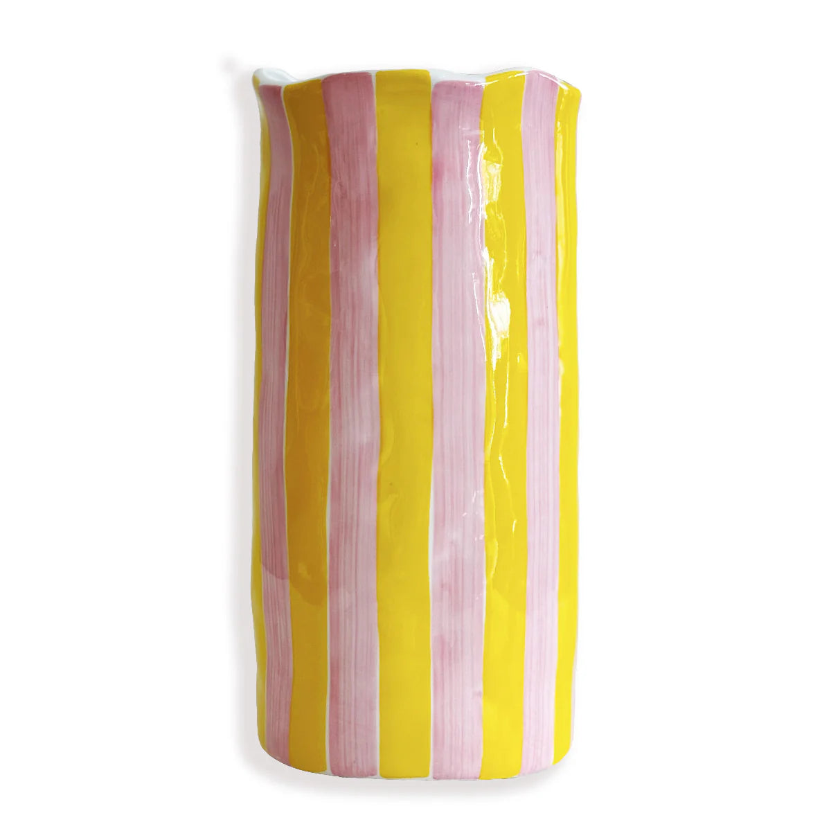 Large vase - pink and yellow stripe